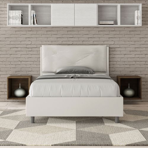 Lit 1 Place Et Demi Avec Sommier Rembourré 120x190 Similicuir Blanc Appia Large