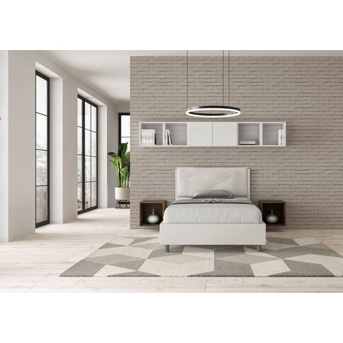 Lit 1 Place Et Demi Avec Sommier Rembourré 120x190 Similicuir Blanc Appia Large