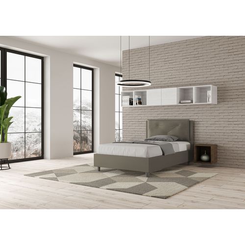 Lit 1 Place Et Demi Coffre Rembourré 120x190 Similicuir Cappuccino Appia Large