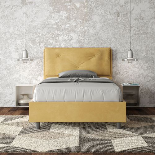 Lit 1 Place Et Demi Sans Sommier Rembourré 120x190 Microfibre Ocre Appia Large