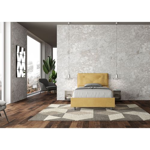 Lit 1 Place Et Demi Sans Sommier Rembourré 120x190 Microfibre Ocre Appia Large