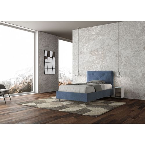 Lit 1 Place Et Demi Avec Sommier Rembourré 120x190 Microfibre Bleu Appia Large