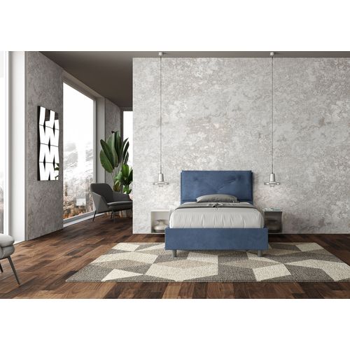 Lit 1 Place Et Demi Avec Sommier Rembourré 120x190 Microfibre Bleu Appia Large