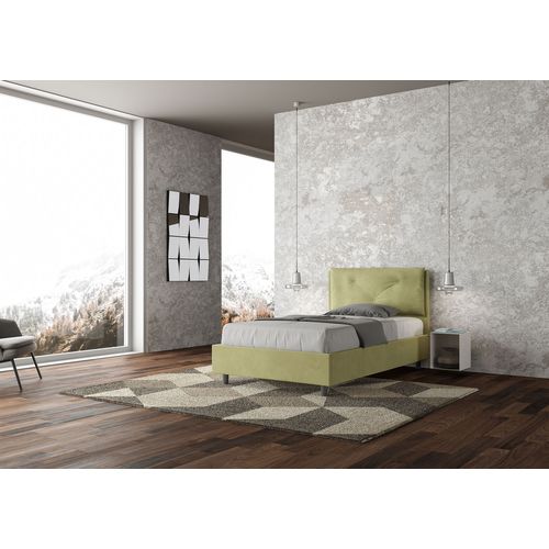 Lit 1 Place Et Demi Coffre Rembourré 120x190 Microfibre Vert Appia Large