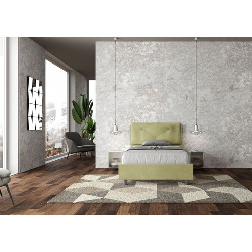 Lit 1 Place Et Demi Coffre Rembourré 120x190 Microfibre Vert Appia Large