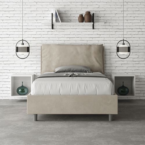 Lit 1 Place Et Demi Avec Sommier Rembourré 120x210 Microfibre Sable Antea Large