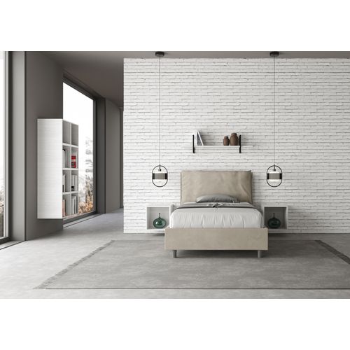 Lit 1 Place Et Demi Avec Sommier Rembourré 120x210 Microfibre Sable Antea Large