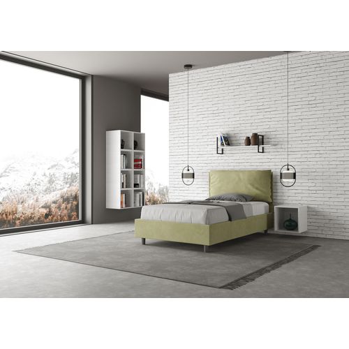 Lit 1 Place Et Demi Avec Sommier Rembourré 120x190 Microfibre Vert Antea Large