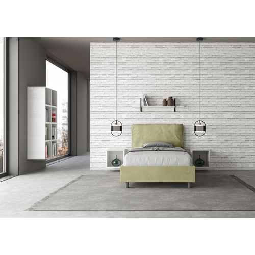 Lit 1 Place Et Demi Avec Sommier Rembourré 120x190 Microfibre Vert Antea Large