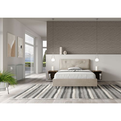 Lit Double Sans Sommier Rembourré 140x190 Microfibre Sable Appia Large