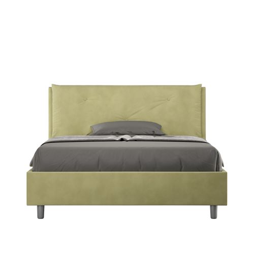 Lit Double Avec Sommier Rembourré 140x190 Microfibre Vert Appia Large