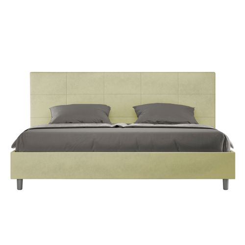 Lit King Size Avec Sommier Rembourré 180x210 Microfibre Vert Mika