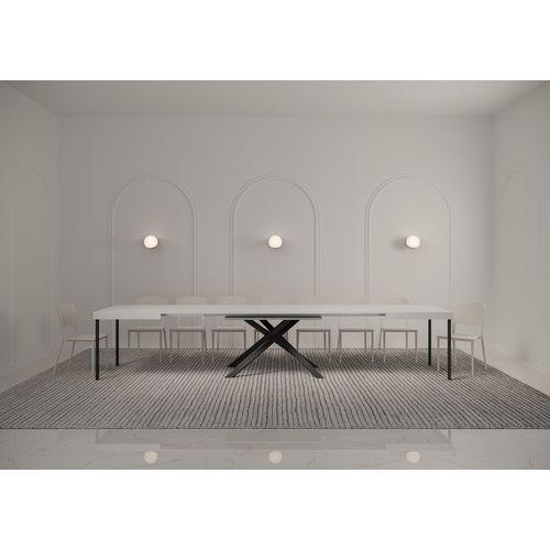 Table Extensible 90x160/420 Cm Karida Frêne Blanc Pieds Anthracite