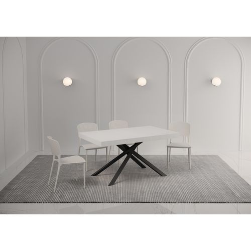 Table Extensible 90x160/420 Cm Karida Frêne Blanc Pieds Anthracite
