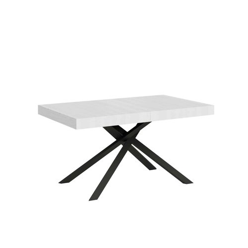 Table Extensible 90x160/420 Cm Karida Frêne Blanc Pieds Anthracite