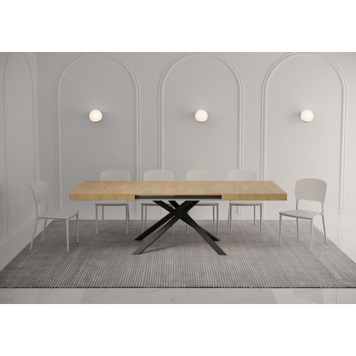 Table Extensible 90x160/420 Cm Karida Chêne Nature Pieds Anthracite