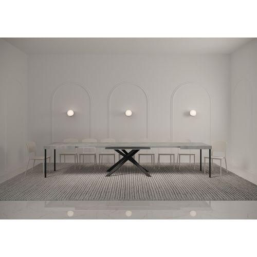 Table Extensible 90x160/420 Cm Karida Gris Béton Pieds Anthracite