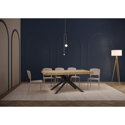 Table Extensible 90x180/440 Cm Karida Chêne Nature Pieds Anthracite