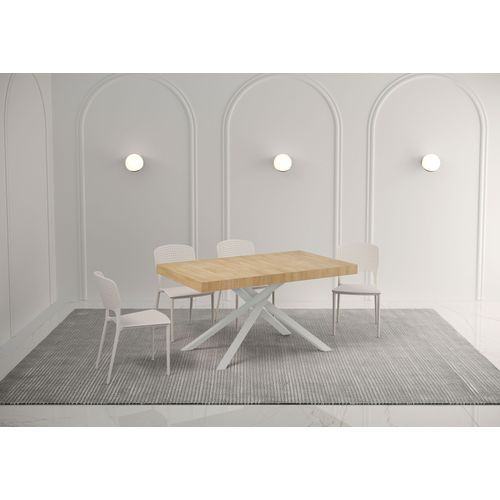 Table Extensible 90x140/400 Cm Karida Chêne Nature Pieds Blancs