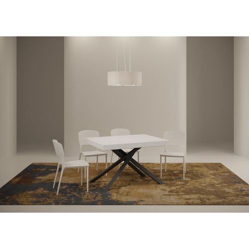 Table Extensible 90x120/380 Cm Karida Frêne Blanc Pieds Anthracite