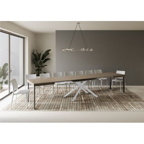 Table Extensible 90x120/380 Cm Karida Taupe Pieds Blancs