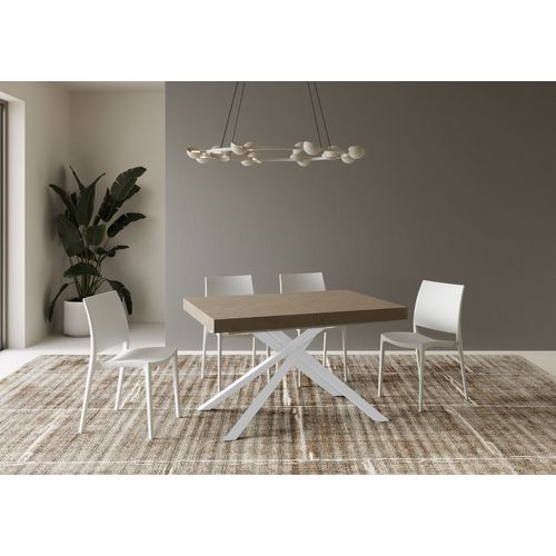 Table Extensible 90x120/380 Cm Karida Taupe Pieds Blancs