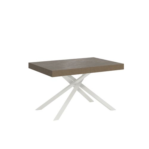 Table Extensible 90x120/380 Cm Karida Taupe Pieds Blancs