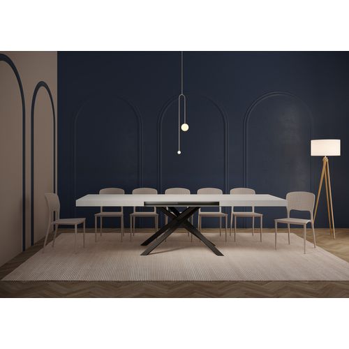 Table Extensible 90x160/264 Cm Karida Frêne Blanc Pieds Anthracite