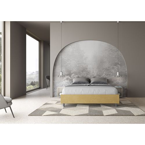 Lit Avec Sommier Rembourré 160x210 Microfibre Ocre Azelia