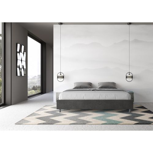 Lit Sans Sommier Rembourré 180x190 Microfibre Gris Azelia