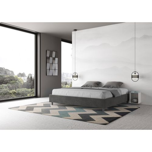 Lit Sans Sommier Rembourré 180x190 Microfibre Gris Azelia