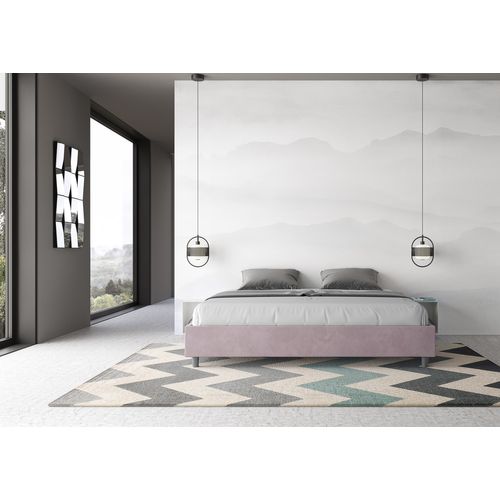 Lit Avec Sommier Rembourré 180x210 Microfibre Lilas Azelia
