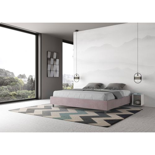 Lit Avec Sommier Rembourré 180x210 Microfibre Lilas Azelia