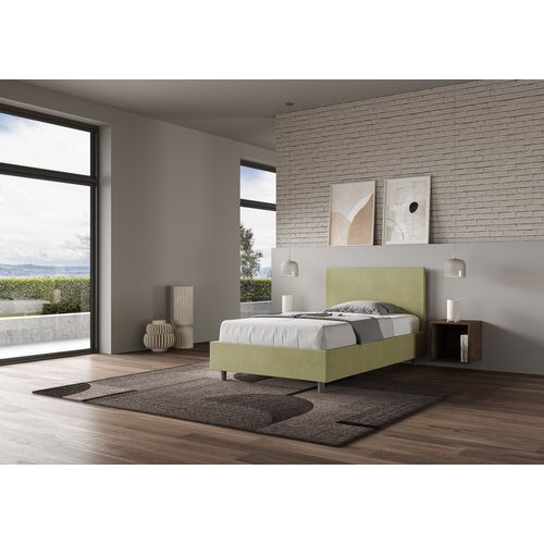 Lit 1 Place Et Demi Avec Sommier Rembourré 120x190 Microfibre Vert Adele