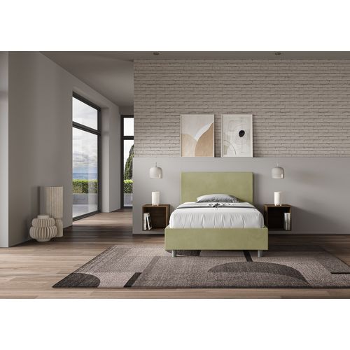 Lit 1 Place Et Demi Coffre Rembourré 120x190 Microfibre Vert Adele