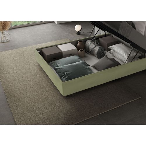 Lit 1 Place Et Demi Coffre Rembourré 120x190 Microfibre Vert Adele