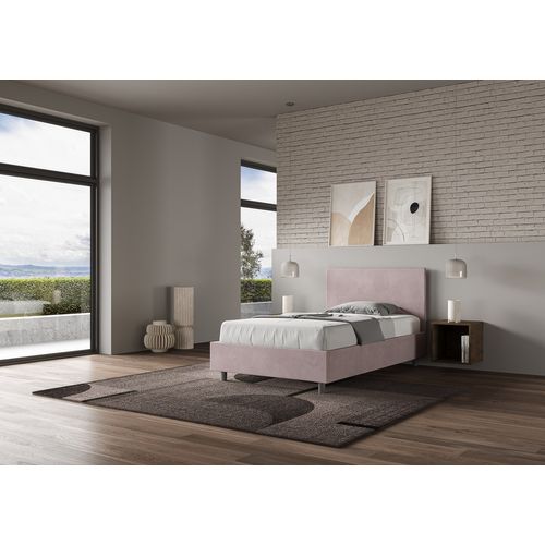 Lit 1 Place Et Demi Avec Sommier Rembourré 120x200 Microfibre Lilas Adele