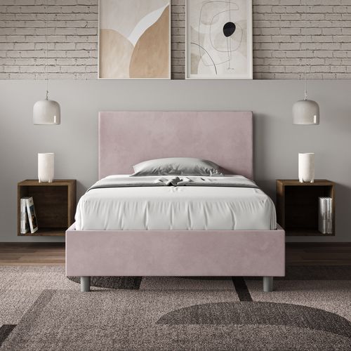 Lit 1 Place Et Demi Avec Sommier Rembourré 120x200 Microfibre Lilas Adele