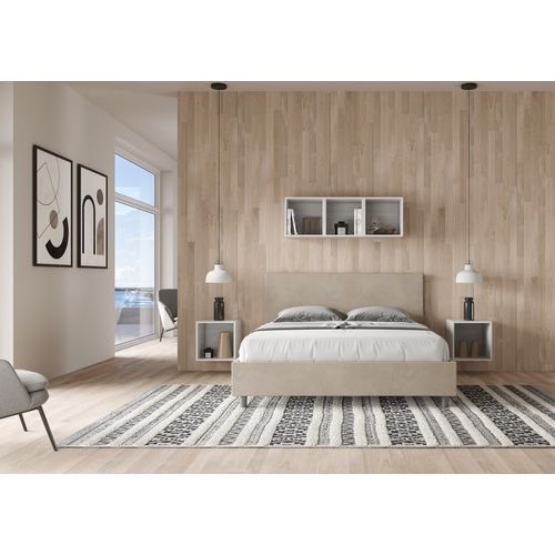 Lit Sans Sommier Rembourré 160x190 Microfibre Sable Adele