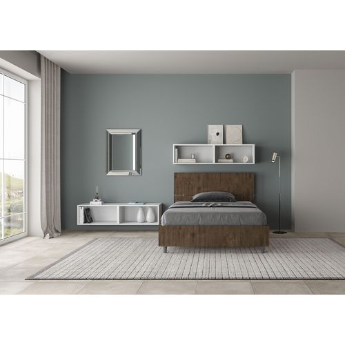 Lit 1 Place Et Demi Coffre 120x190 Tête De Lit Droite Noyer Demas