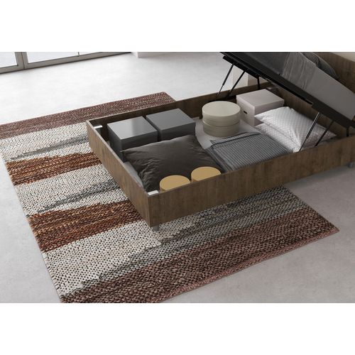 Lit 1 Place Et Demi Coffre 120x190 Tête De Lit Droite Noyer Demas