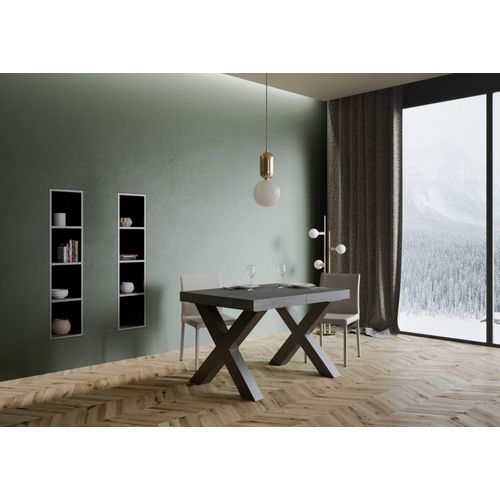 Table Extensible 90x140/244 Cm Traffic Ciment Cadre Anthracite