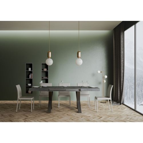Table Extensible 90x140/244 Cm Traffic Ciment Cadre Anthracite
