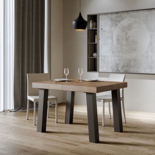 Table Extensible 90x120/224 Cm Bridge Noyer Cadre Anthracite