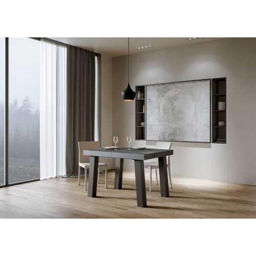 Table Extensible 90x140/244 Cm Bridge Gris Béton Cadre Anthracite
