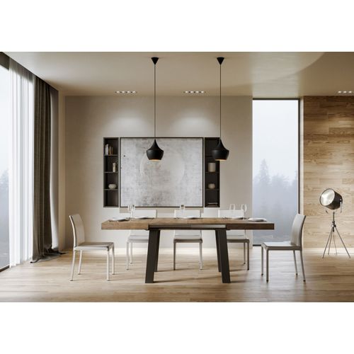 Table Extensible 90x140/244 Cm Bridge Noyer Cadre Anthracite