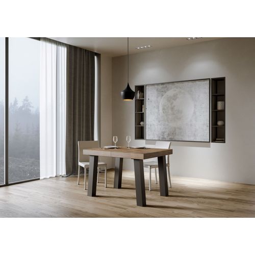 Table Extensible 90x140/244 Cm Bridge Noyer Cadre Anthracite