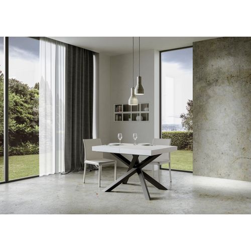 Table Extensible 90x120/224 Cm Volantis Frêne Blanc Cadre Anthracite