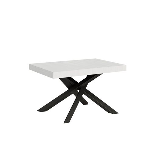 Table Extensible 90x120/224 Cm Volantis Frêne Blanc Cadre Anthracite