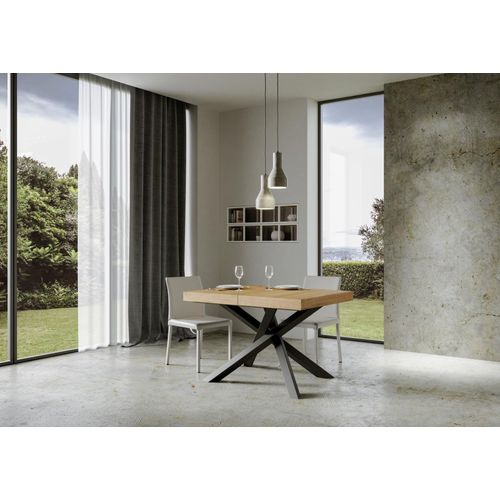 Table Extensible 90x120/224 Cm Volantis Chêne Nature Cadre Anthracite